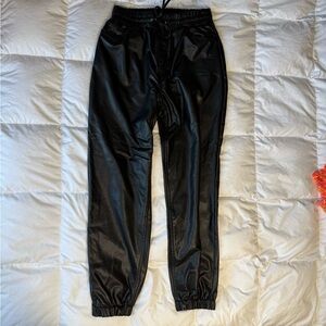 Express Black Pleather Women’s Joggers Pants Small